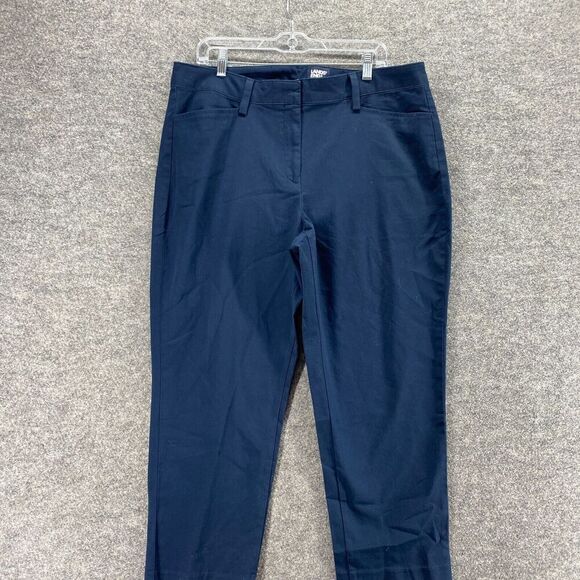 Lands' End Pants Women 16 Plus Blue High Rise Chino Flat Front Skinny Cotton - Picture 3 of 11